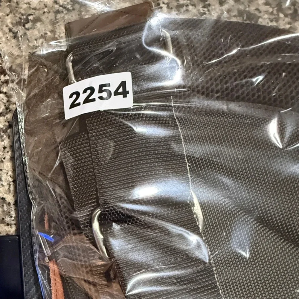 Cole Haan Mens Sling Bag Brown Perforated Leather Ballistic Nylon Backpack 2254